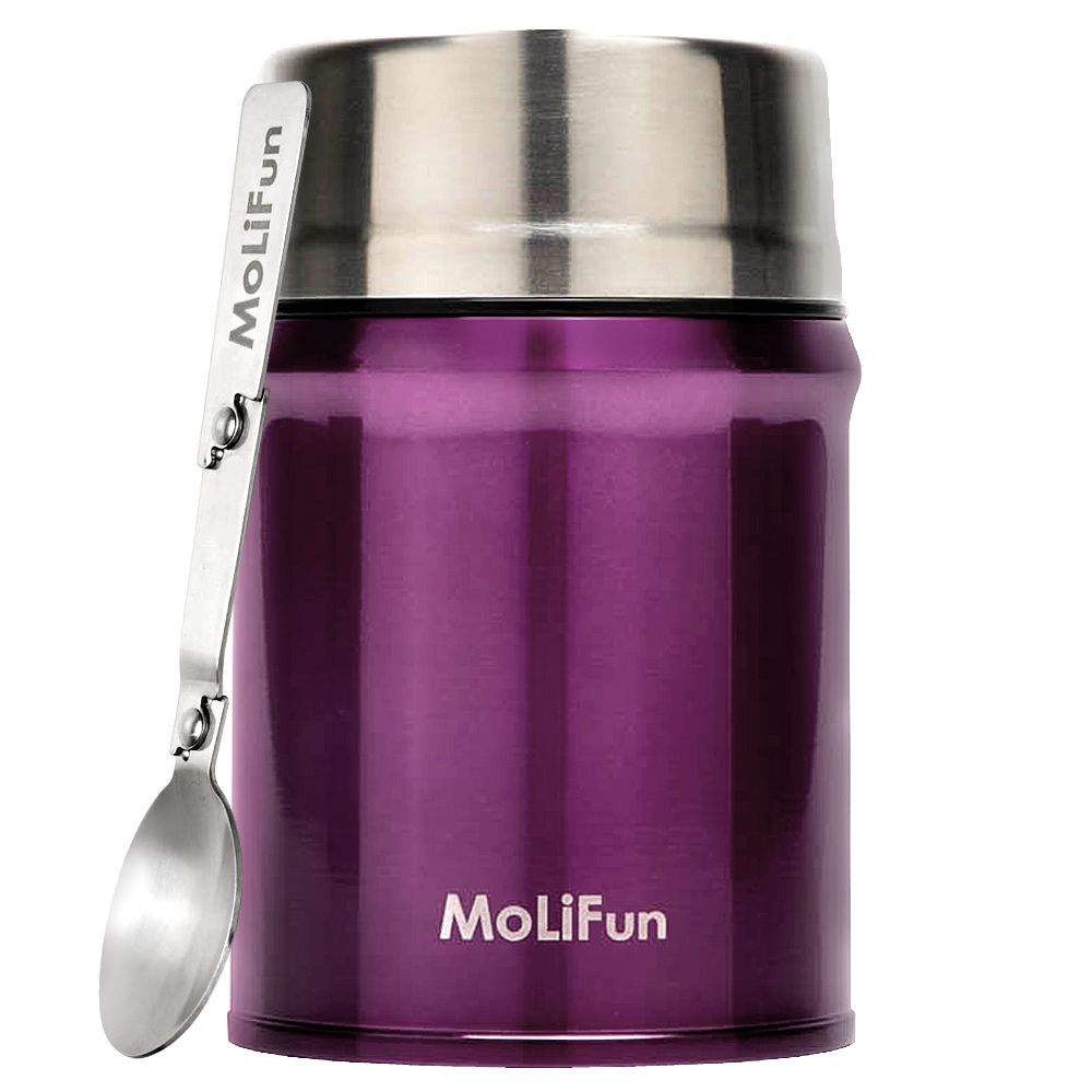 MoliFun 魔力坊  316不鏽鋼輕量真空保鮮保溫悶燒罐/悶燒杯800ml-水晶紫