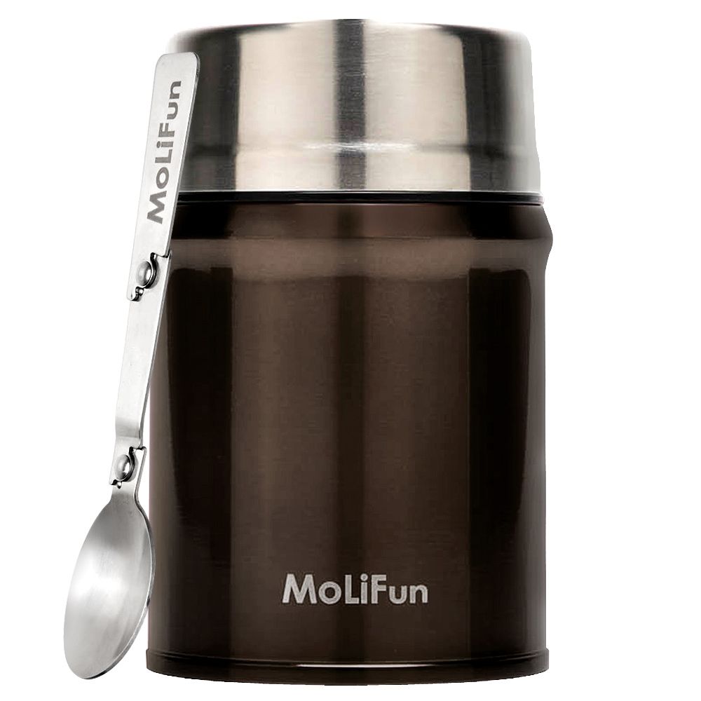MoliFun 魔力坊  316不鏽鋼輕量真空保鮮保溫悶燒罐/悶燒杯800ml-摩卡咖