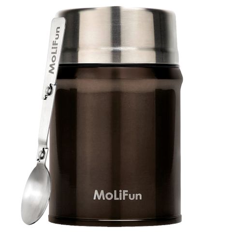 MoliFun 魔力坊 316不鏽鋼輕量真空保鮮保溫悶燒罐/悶燒杯800ml-摩卡咖