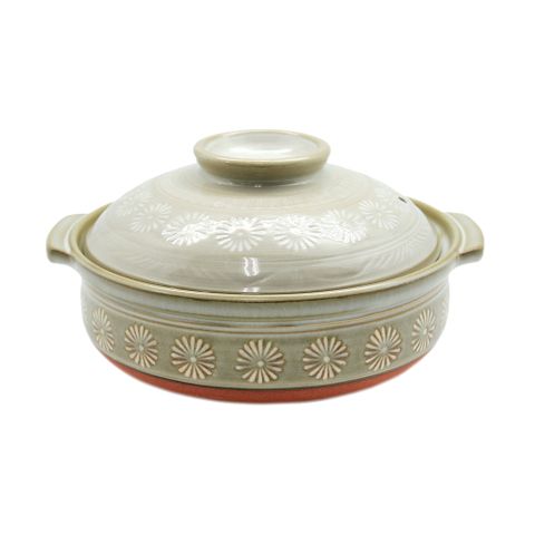 【銀峰】日本萬古燒花三島9號砂鍋(4-5人)