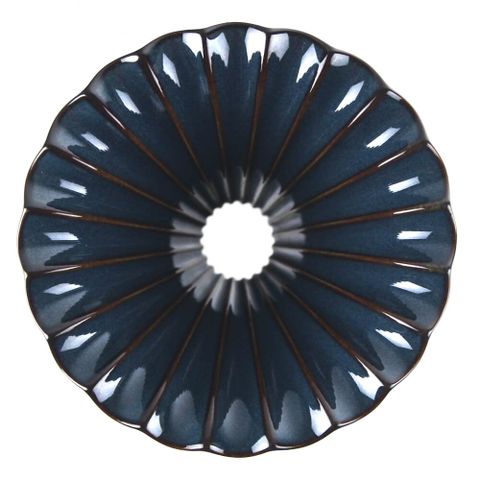 KOYO美濃燒摺摺花瓣陶瓷濾杯02-藍