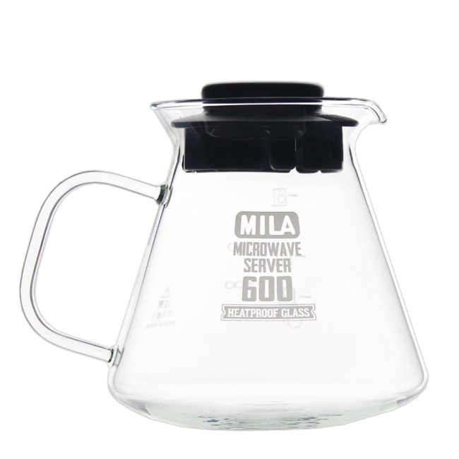 MILA 耐熱玻璃壺600ml-黑蓋-超值兩入組