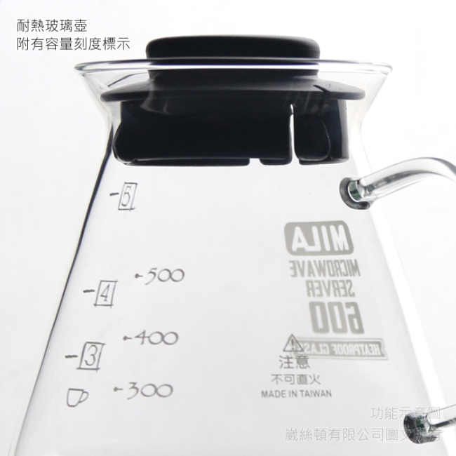 MILA 耐熱玻璃壺600ml-黑蓋-超值兩入組
