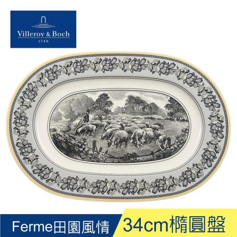 Villeroy & Boch 德國Villeroy&Boch-奧頓系列-34cm橢圓盤-Ferme田園風情  淺盤 餐盤 點心盤 水果盤 沙拉盤 盤子 餐盤 盤 橢圓盤