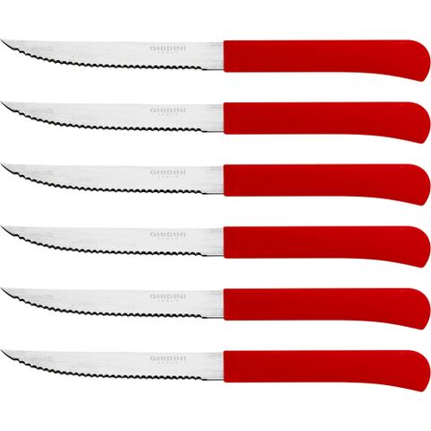 《GHIDINI》牛排刀6入(紅) | 西餐刀 餐刀 鐵板刀