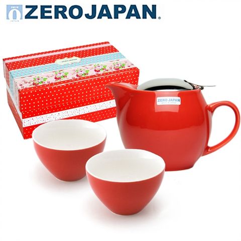 ZERO JAPAN 典藏陶瓷一壺兩杯超值禮盒組(蕃茄紅)