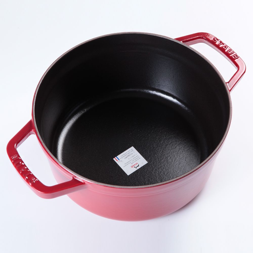 Staub  圓形鑄鐵鍋 24cm 3.8L 櫻桃紅 法國製 湯鍋 燉鍋 (電磁爐 IH爐可用)