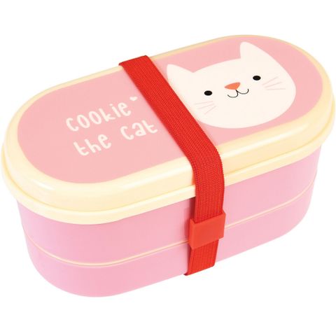 Rex LONDON 餐具+雙層兒童便當盒(貓咪)