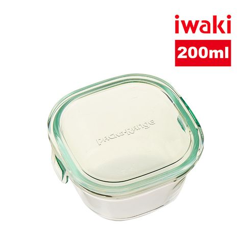 【iwaki】日本耐熱抗菌玻璃方形微波保鮮盒200ml-綠