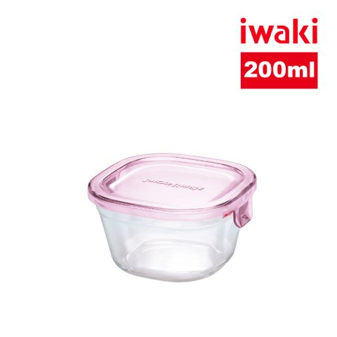 【iwaki】玻璃微波盒 200ml(粉)