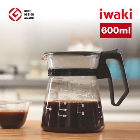 iwaki 日本耐熱玻璃滴漏式咖啡壺 600ml(黑)