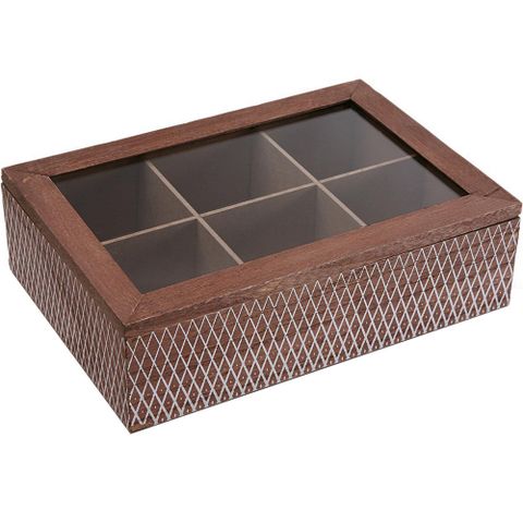 《VERSA》木質茶包收納盒(網紋) | 咖啡包收納盒 防塵收納盒 茶具