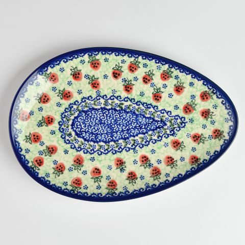 波蘭陶 酸甜野莓系列 蛋形餐盤 25cm 波蘭手工製