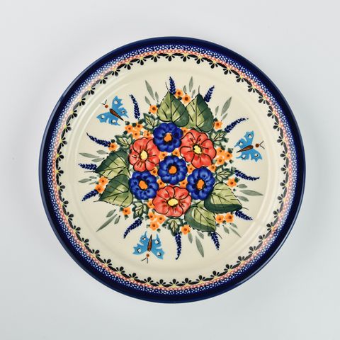 波蘭陶 夢蝶游春系列 圓形餐盤 25cm 波蘭手工製