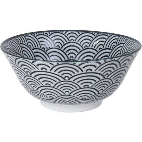 Tokyo Design 瓷製餐碗(浪紋黑15cm)