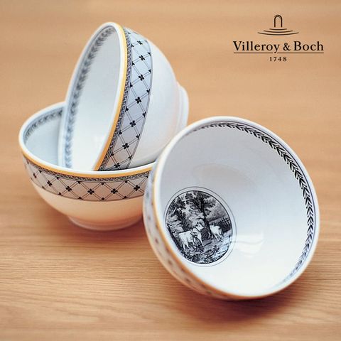 Villeroy&Boch 唯寶 德國-奧頓系列-11cm碗(4入組)-Promenade皇家格紋 小飯碗 小碗 碗 湯碗