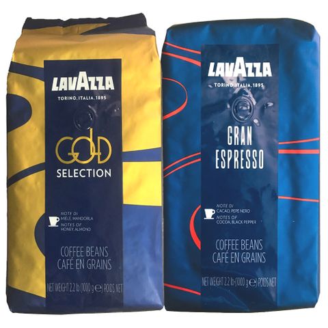 【LAVAZZA】GOLD SELECTION金牌咖啡豆(1000g)+GRAN ESPRESSO重味咖啡豆(1000g)