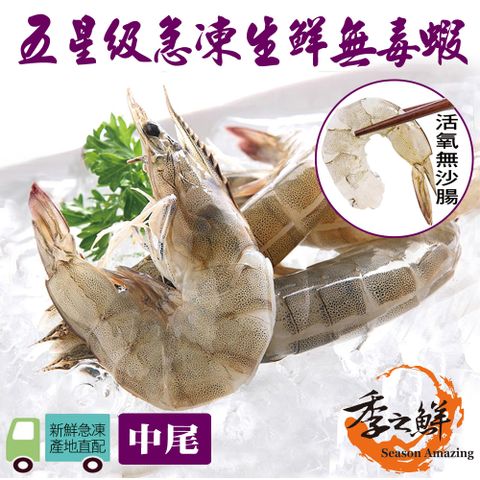 【季之鮮】無毒生態急凍台灣白蝦-中尾300g/包(12包組)