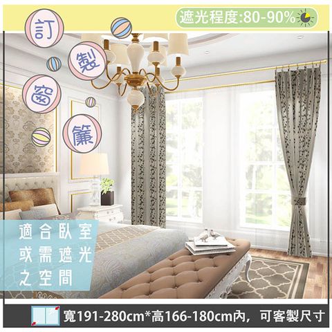 yixinju 宜欣居 【傢飾】普羅旺斯雙面緹花遮光窗簾_咖-W191-280cm*H166-180cm以內*可指定尺寸(訂製/半腰窗簾)