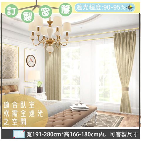 【宜欣居傢飾】真愛─壓花素色遮光窗簾_卡其-W191-280cm*H166-180cm以內可指定尺寸(訂製/半腰窗簾)