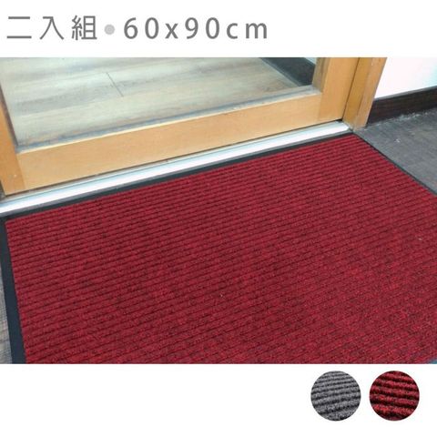 范登伯格 PVC條紋吸水刮泥地墊-2入組-60x90cm