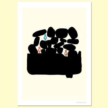 【摩達客】西班牙知名插畫家Judy Kaufmann藝術創作海報掛畫裝飾畫-與朋友渡假 (附Judy簽名)(含木框)