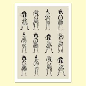 【摩達客】西班牙知名插畫家Judy Kaufmann藝術創作海報掛畫裝飾畫-女人們 (附Judy本人簽名)(含木框)