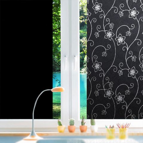 黑花 不透光 玻璃貼紙 浴室玻璃窗戶貼紙