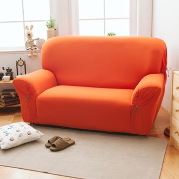 【格藍傢飾】繽紛樂彈性沙發套2人座-南瓜橘