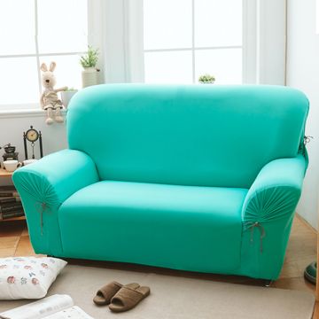 【格藍傢飾】繽紛樂彈性沙發套2人座-湖水藍
