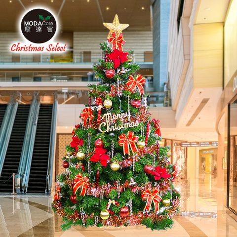【摩達客】台灣製 10呎/ 10尺(300cm)豪華版裝飾綠聖誕樹 (+紅金色系配件組)(不含燈)