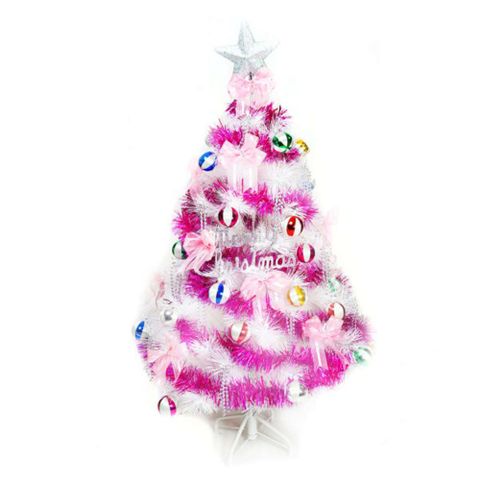 【摩達客】台灣製4尺(120cm)特級白色松針葉聖誕樹 (繽紛馬卡龍粉紫色系)(不含燈)