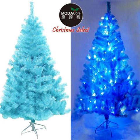 【摩達客】台灣製7呎/7尺(210cm)豪華版冰藍色聖誕樹(不含飾品)+100燈LED燈藍白光2串(附IC控制器)