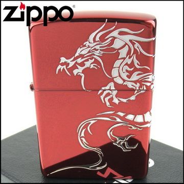【ZIPPO】日系~Dragon-民族風龍圖騰-兩面連續加工打火機(離子紅款)