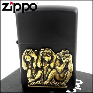 Zippo 美系~Three Monkeys-三猿立體貼飾打火機