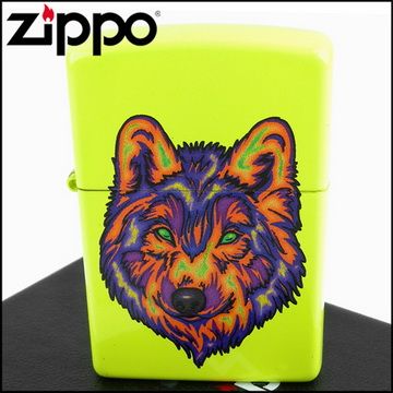 Zippo 美系~Neon Wolf-狼圖案設計打火機