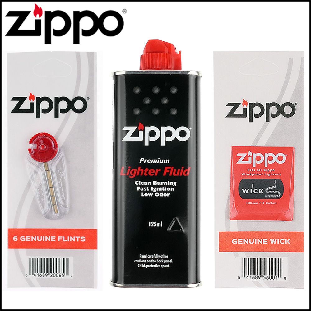 Zippo (棉芯 打火石 小罐補充油)3項合購優惠組