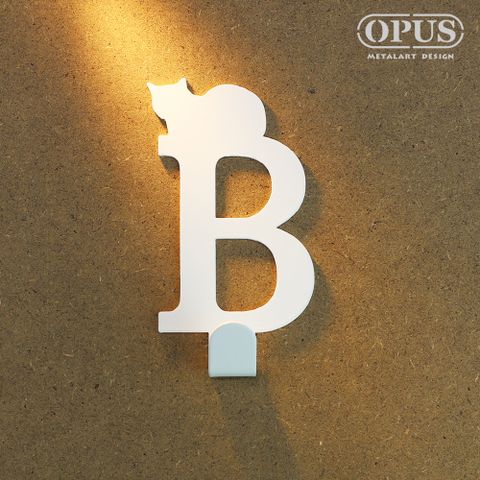 OPUS 東齊金工 歐式鐵藝-壁飾掛勾《當貓咪遇上字母B》優雅白