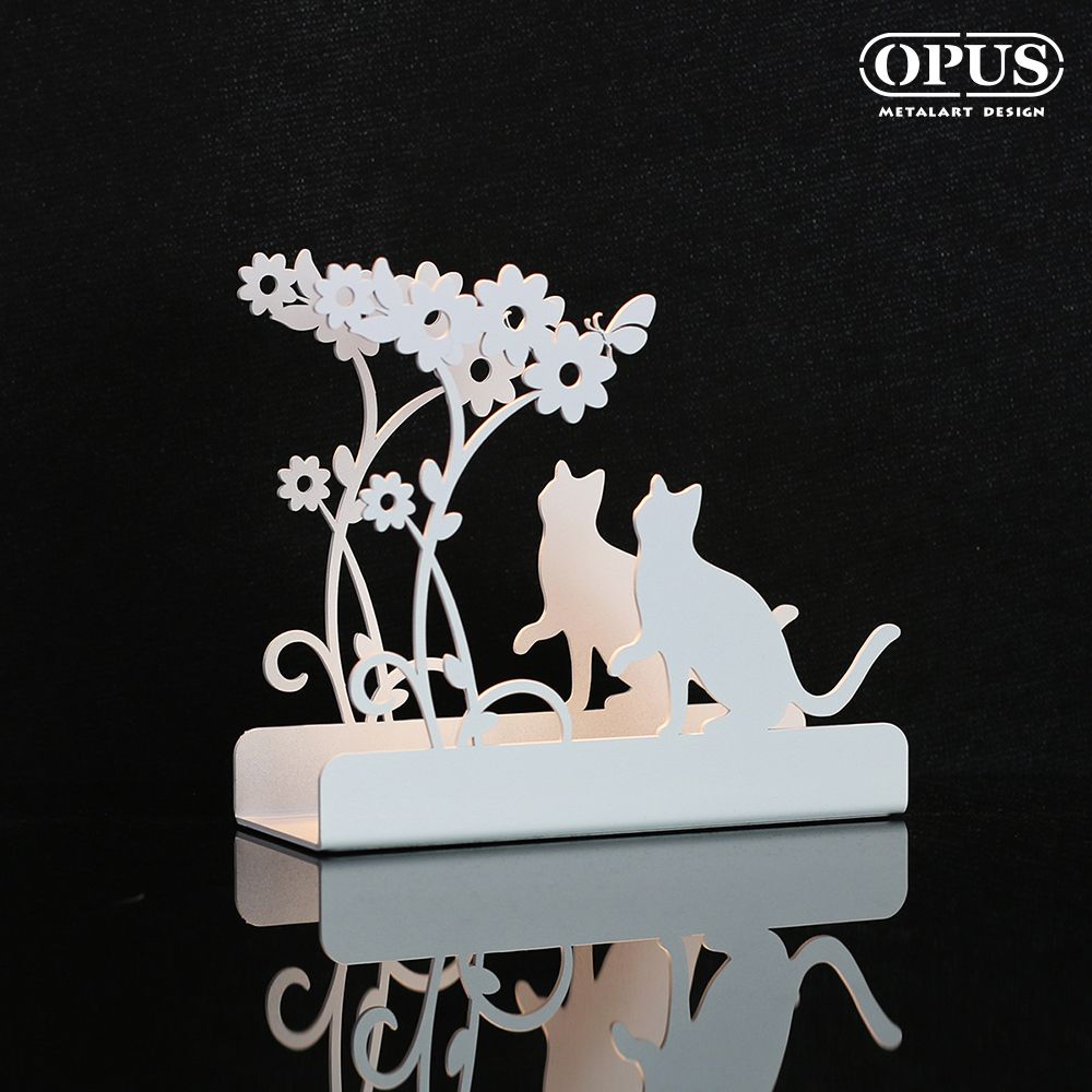 OPUS 東齊金工  歐式鐵藝信件架《貓咪》優雅白