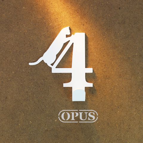 OPUS 東齊金工 歐式鐵藝-壁飾掛勾《當貓咪遇上數字4》優雅白