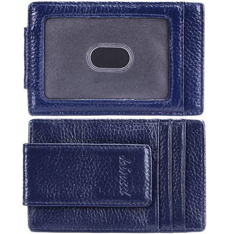 《Kinzd》皮革防盜證件鈔票夾(藍) | 卡片夾 識別證夾 名片夾 RFID辨識