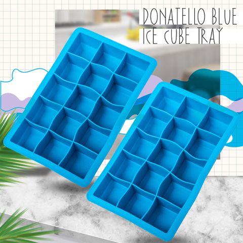 15冰格消暑沁涼露草藍矽膠製冰盒-1入 大冰格設計，讓你做出超大顆冰塊!