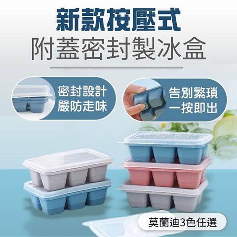 【DaoDi】第二代加大按壓式密封製冰盒2入組(附蓋製冰模具冰塊盒)