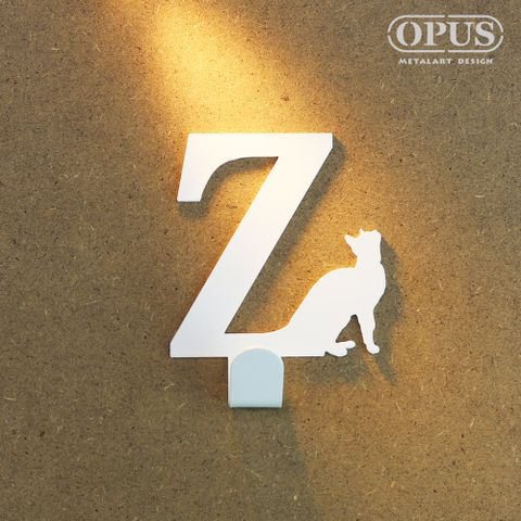 OPUS 東齊金工 壁飾免釘無痕掛勾《當貓咪遇上字母Z》優雅白