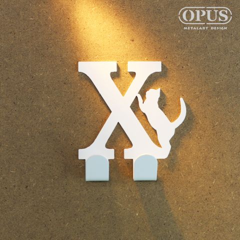 OPUS 東齊金工 歐式鐵藝-壁飾掛勾《當貓咪遇上字母X》優雅白