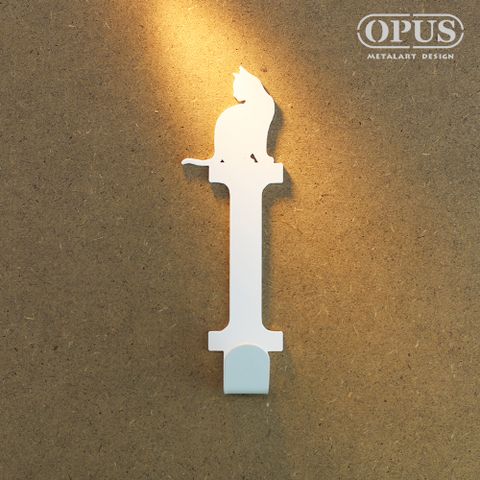 OPUS 東齊金工 歐式鐵藝-壁飾掛勾《當貓咪遇上字母I》優雅白