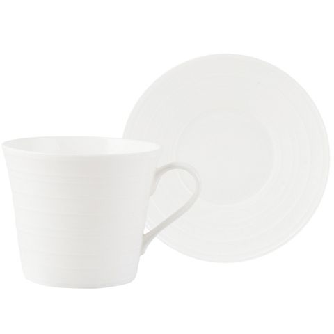 《CreativeTops》Mikasa漣漪骨瓷杯碟組(350ml) | 咖啡杯 下午茶杯
