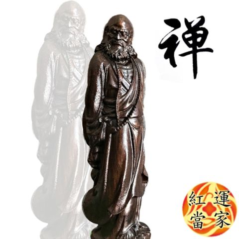 【紅運當家】越南沉香木雕佛像 達摩祖師(高29公分)手工精細雕琢，神態栩栩如生，高貴不貴！
