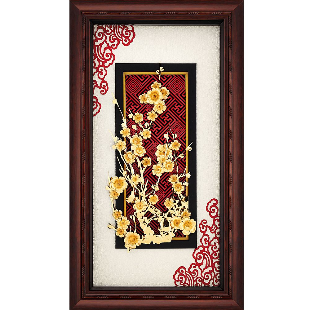 開運陶源  金箔畫 新禪風系列 【堅忍不拔 梅】...39x69cm
