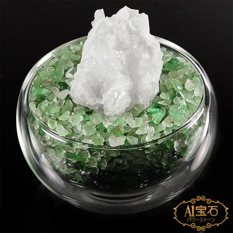 【A1寶石】日本頂級天然白水晶/橄欖石聚寶盆-招財轉運居家風水必備